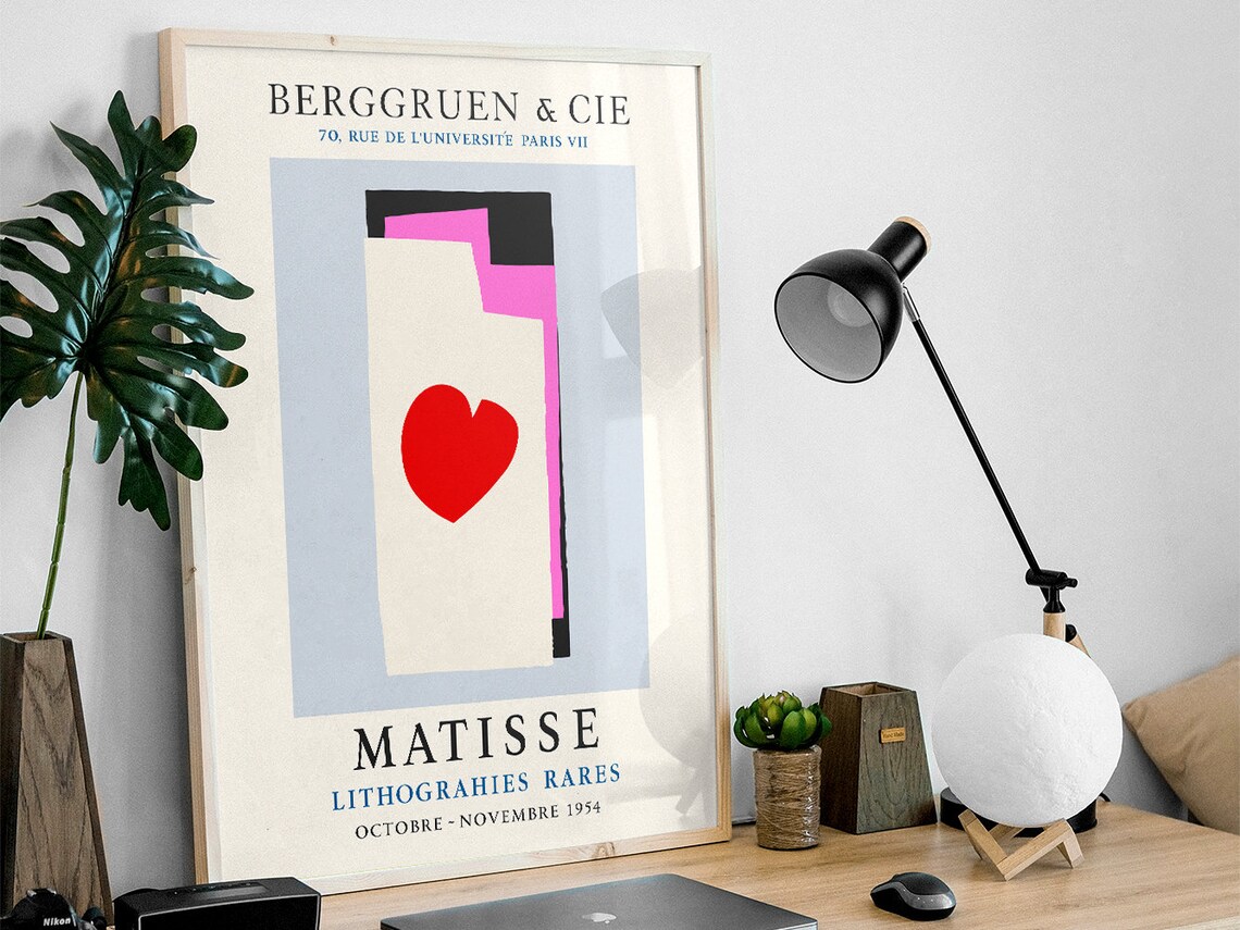 Henri Matisse Red Heart 1954 Paris Lithographs Exhibition Poster - Image 3