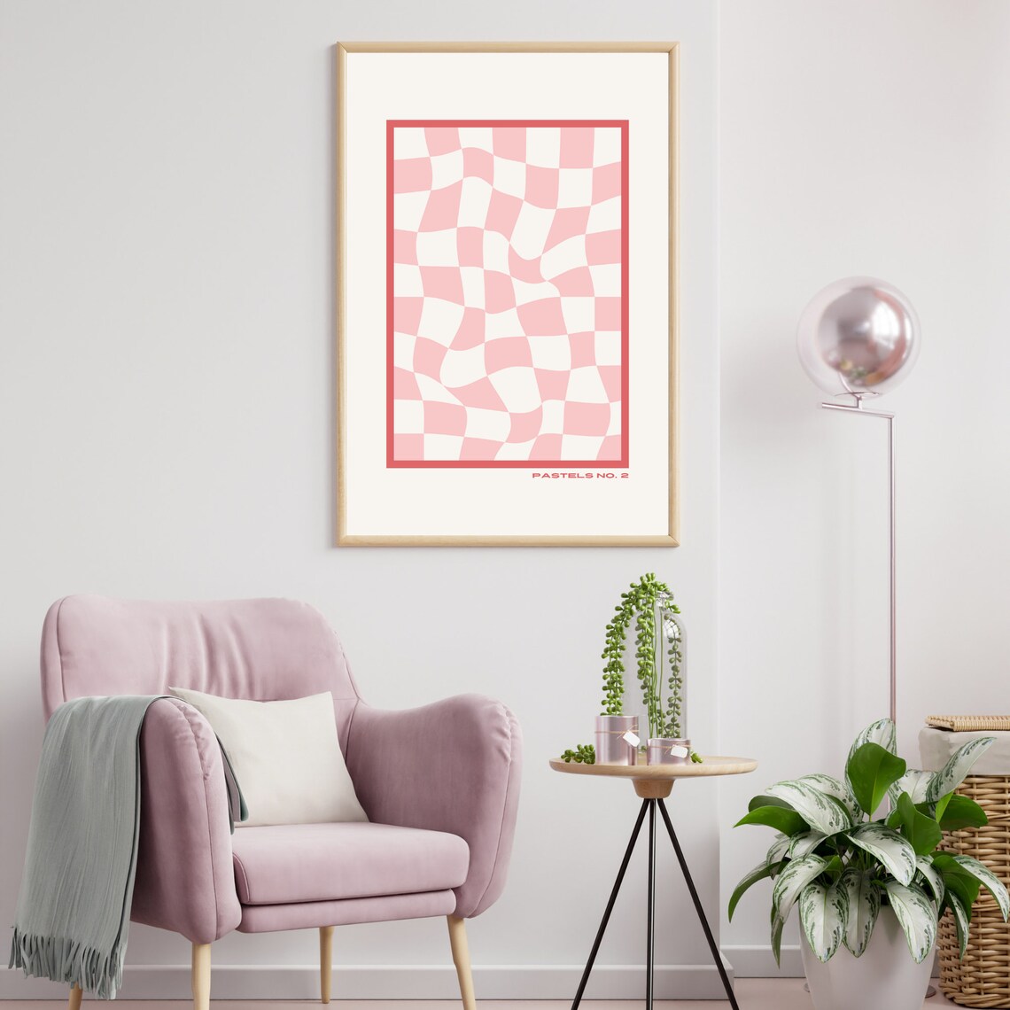 Pastels No 2 Retro Checkered Print, Preppy Decor - Image 4
