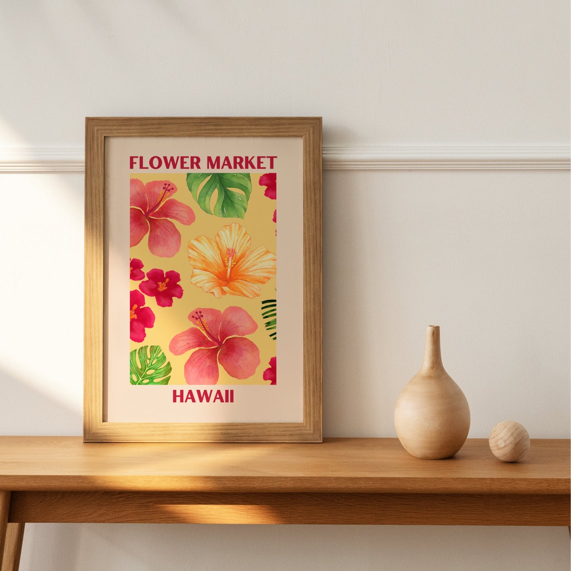 Flower Market Hawaii Print Flower Market Wall Art Flower Market Wall Art Floral Wall Art Pink Flowers Wall Art Print - Image 5