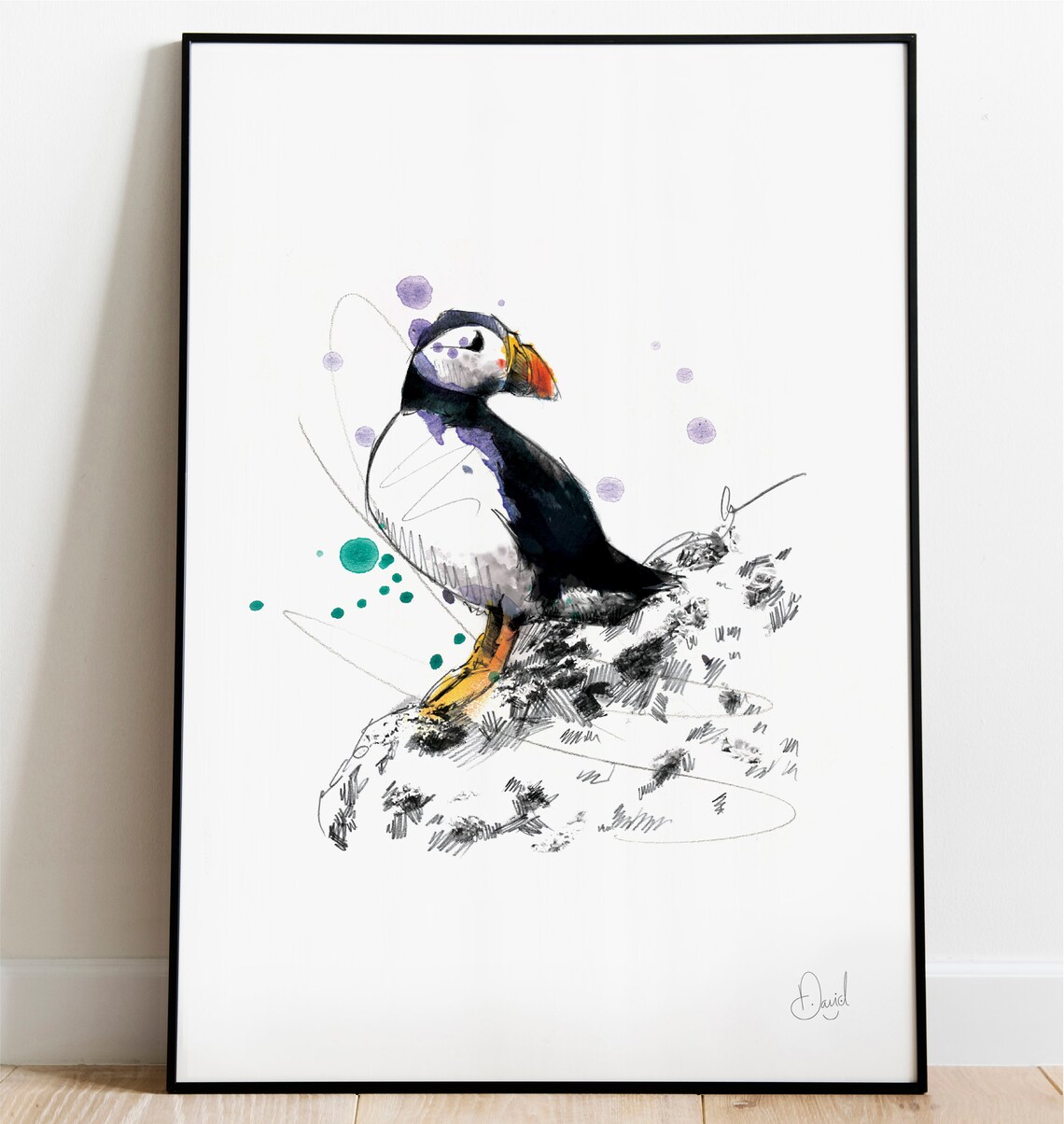 Puffin Watercolour Bird Illustration Art Print