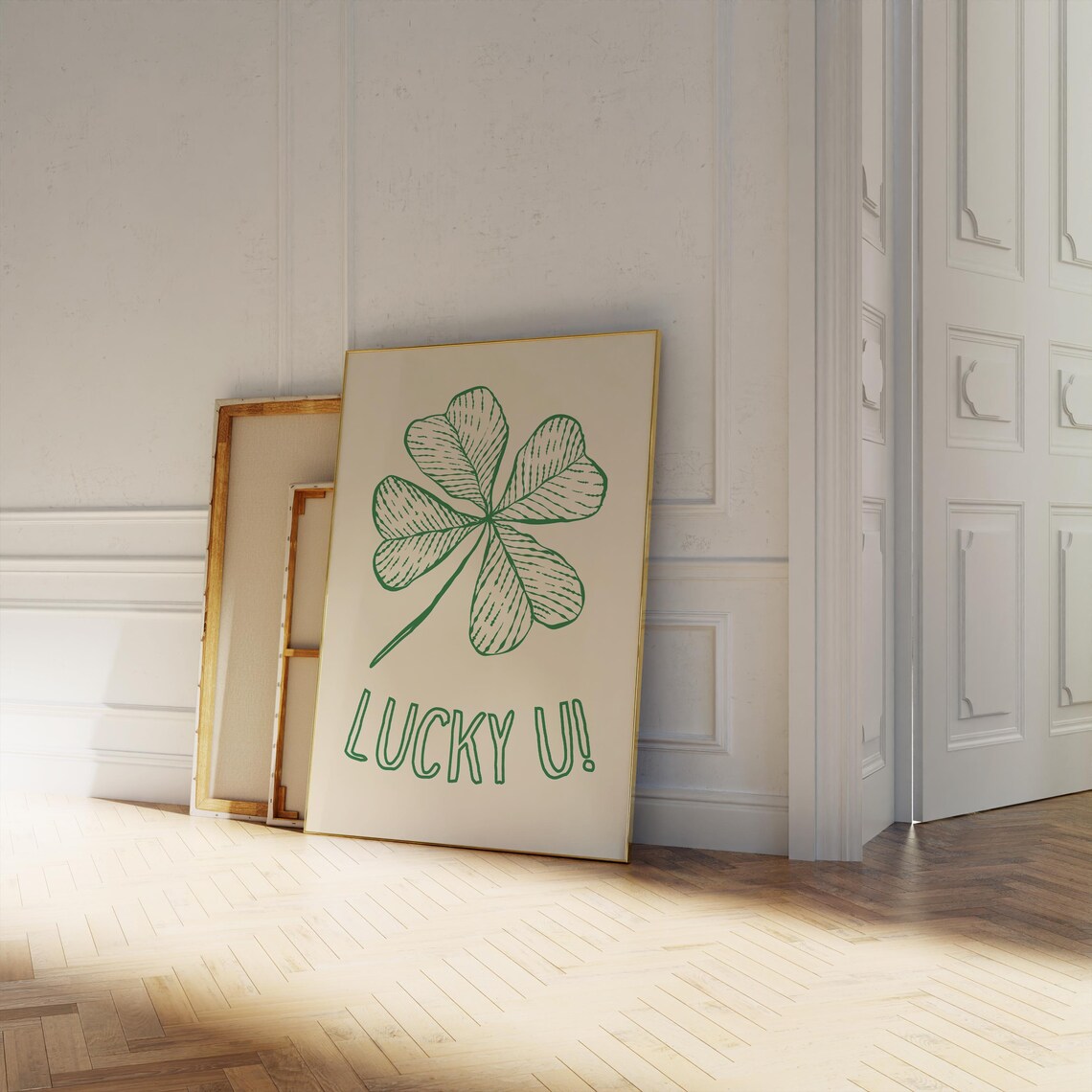 Lucky You Minimalist St Patricks Day Shamrock Art Print - Image 5