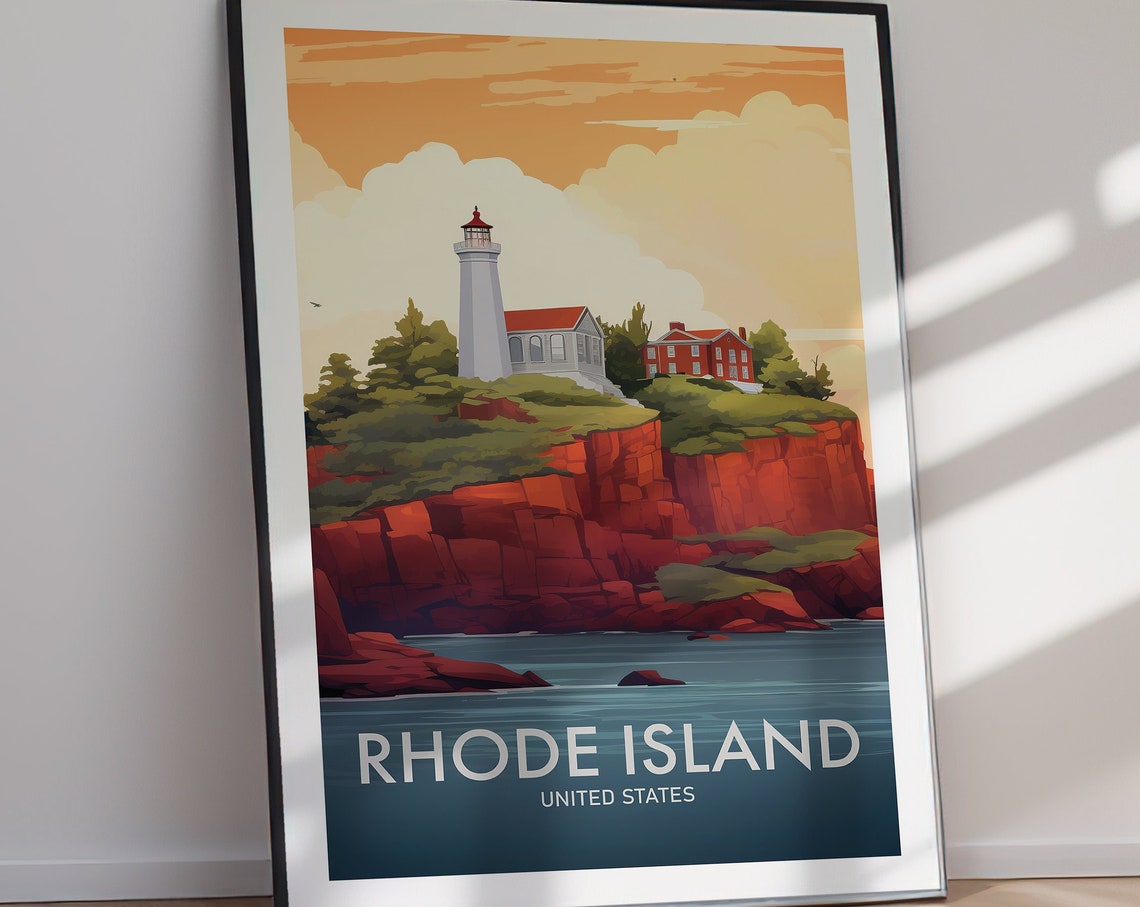Rhode Island Poster Travel Poster Poster Print Travel Hiking Holiday Home Gift Gift For Her Gift For Him - Image 2