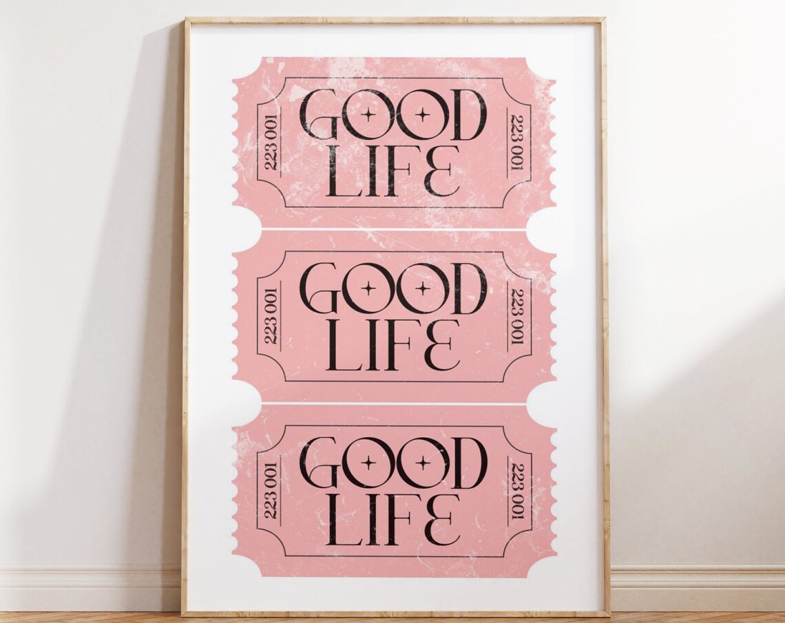Pink Good Life Retro Ticket Stub Trendy Aesthetic Dorm Poster - Image 3