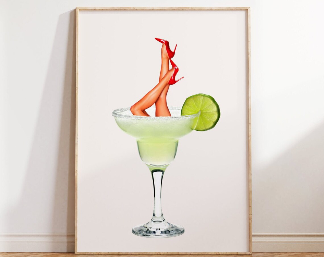 Margarita Heels Pinup Girl Sassy Cheeky Cocktail Fun Bar Wall Art - Image 4