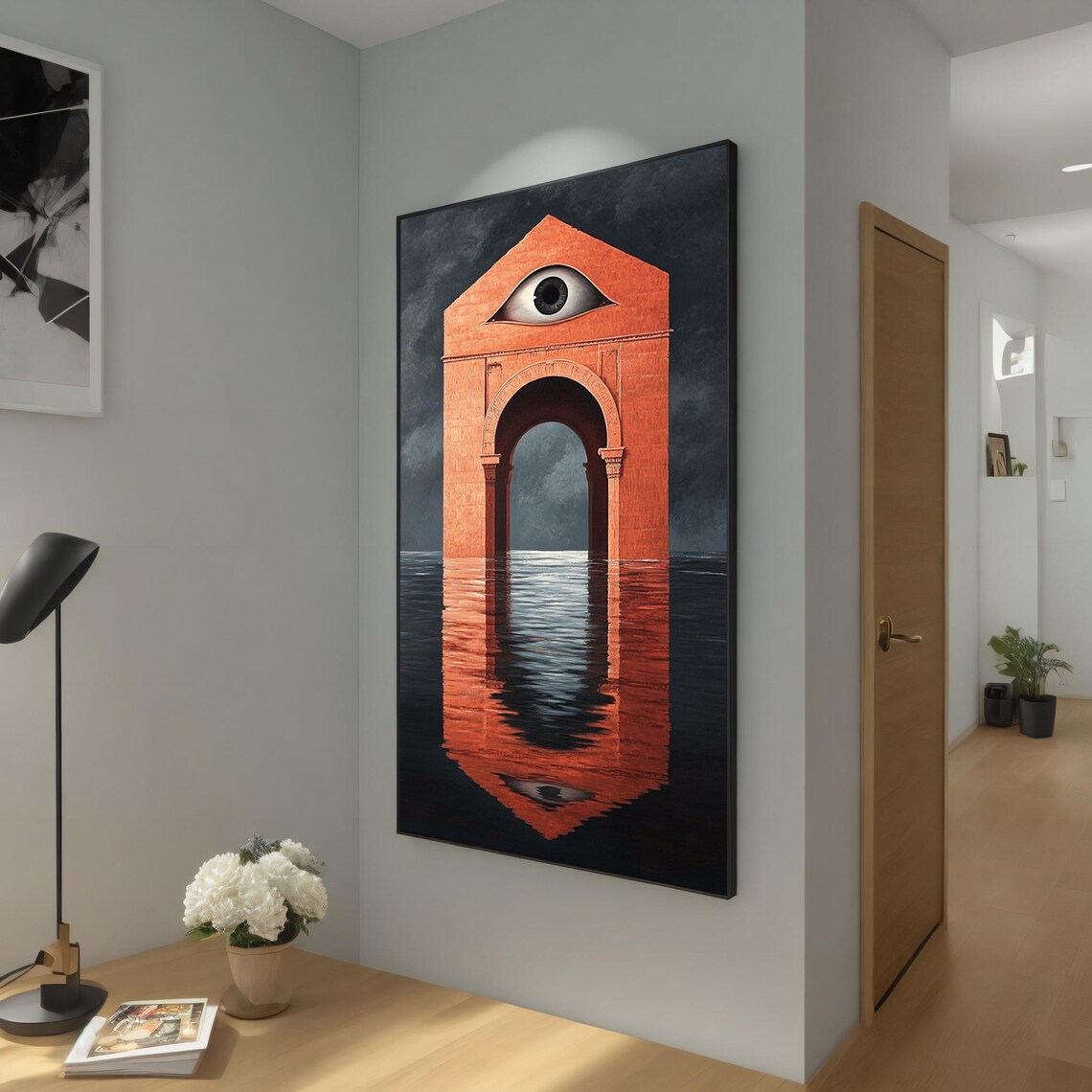 Surreal Eye Arch Painting Mystical Wall Decor Modern Architectural Painting Luxury Decor Abstract Vision Unique Gift