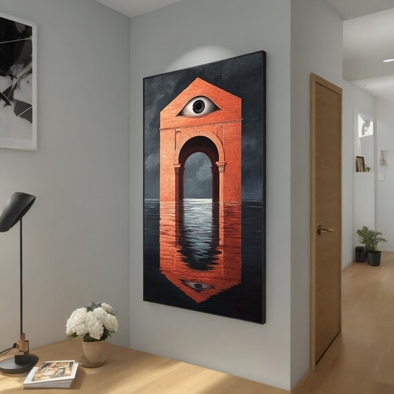 Surreal Eye Arch Painting Mystical Wall Decor Modern Architectural Painting Luxury Decor Abstract Vision Unique Gift