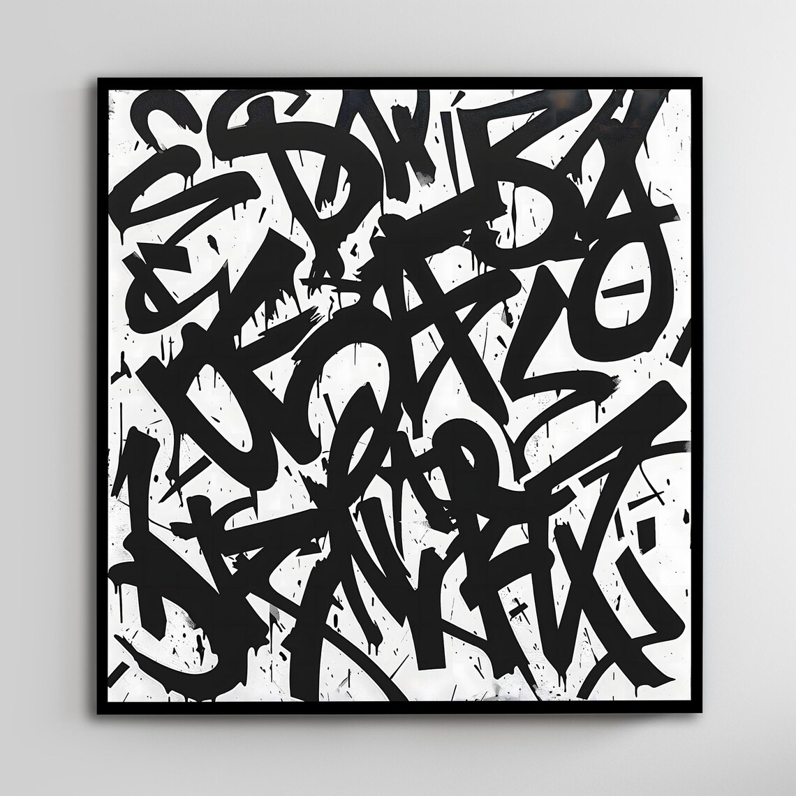 Black And White Urban Graffiti Tag Street Art Style Modern Wall Poster