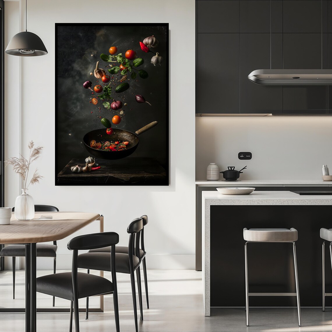 Floating Fresh Vegetables, Modern Kitchen Wall Art - Image 2