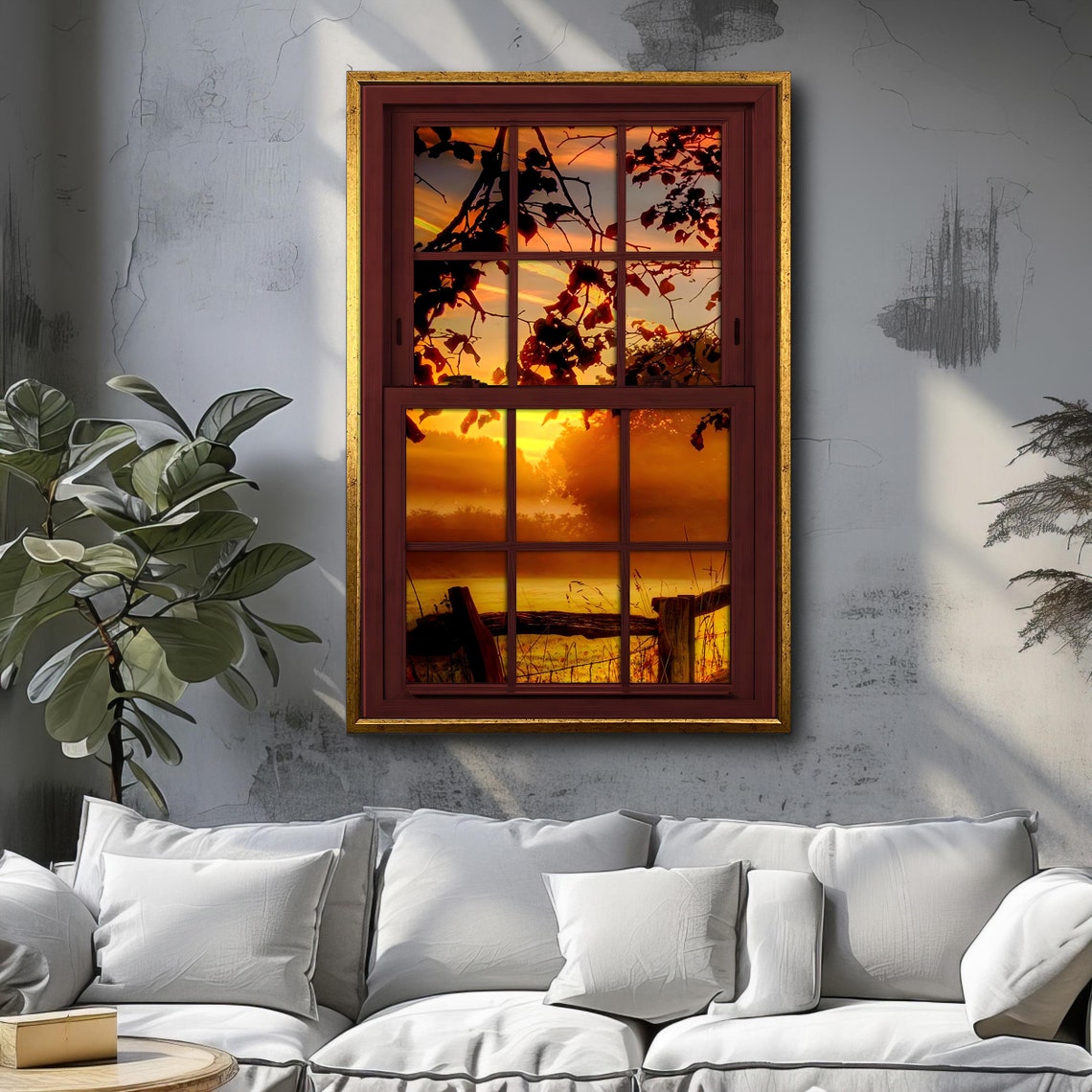 Sunset Art Serene Sunset Fake Window View Sunset Wall Art Premium Sunset Wall Decor For Relaxation Luxury Gift Idea - Image 3