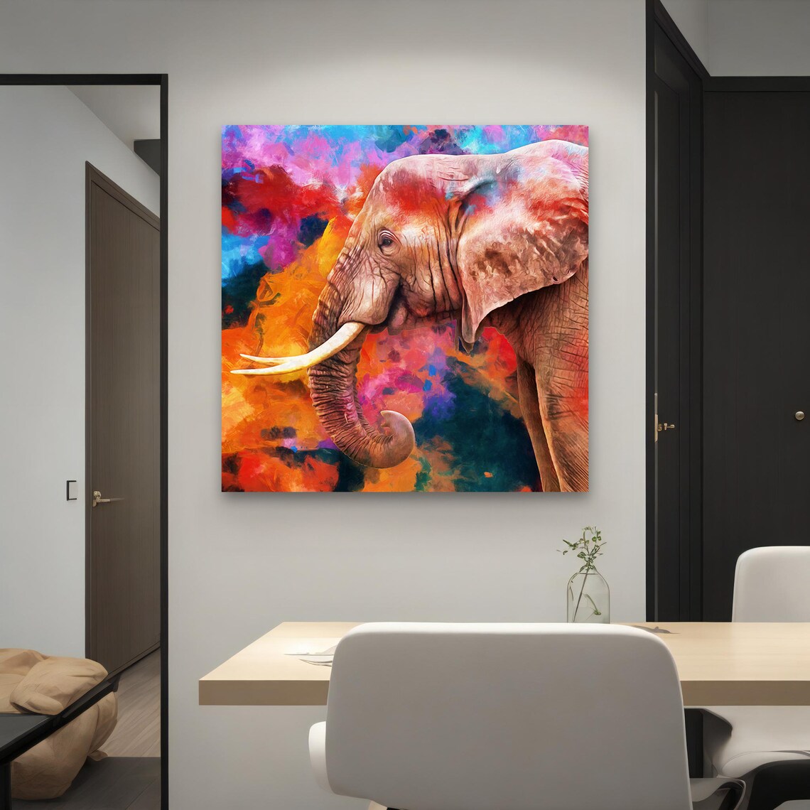 Vibrant Colorful Elephant Abstract Wildlife Painting Bold Nature Wall Poster - Image 4
