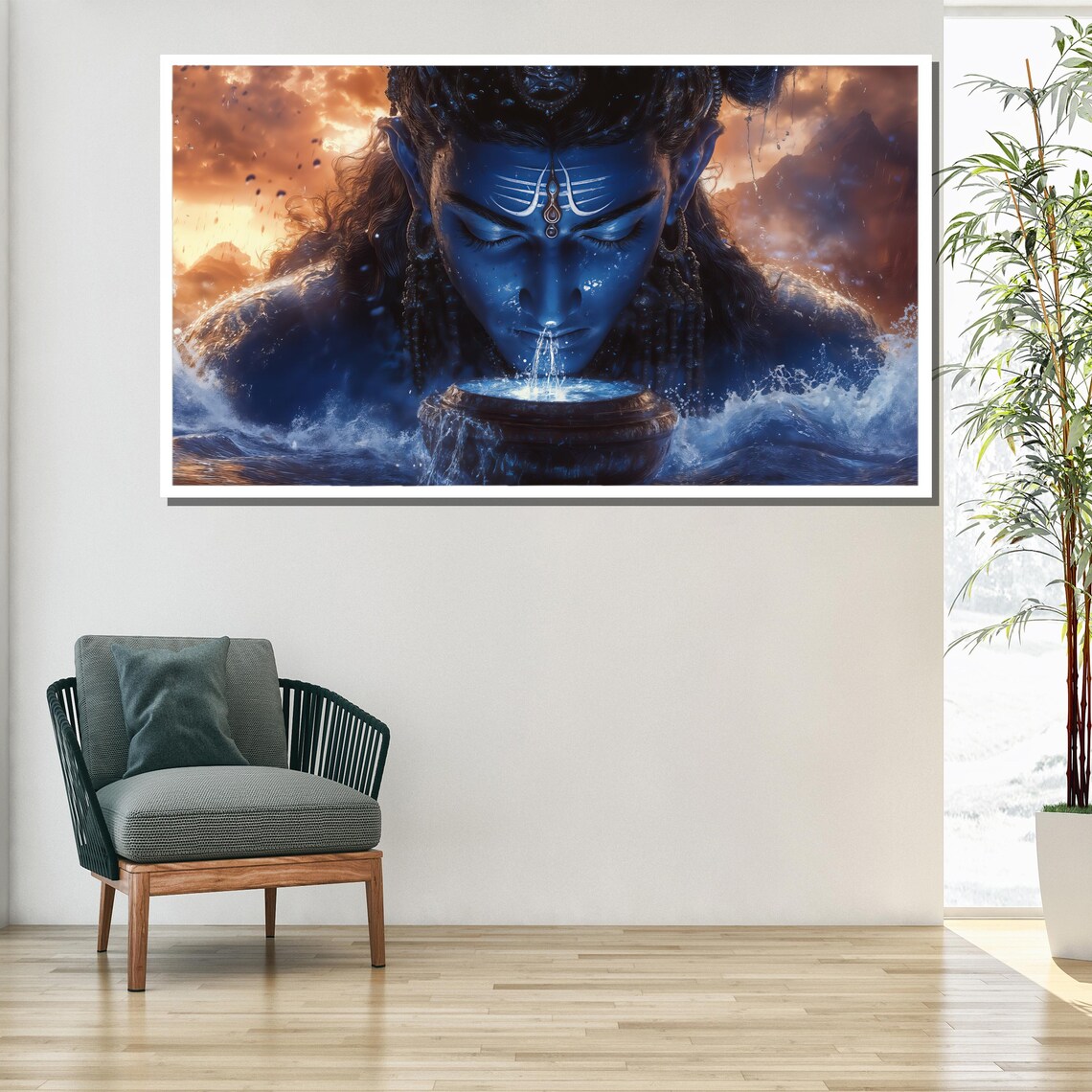 Lord Shiva Cosmic Water Blessing Mahadev Spiritual Art Print - Image 2