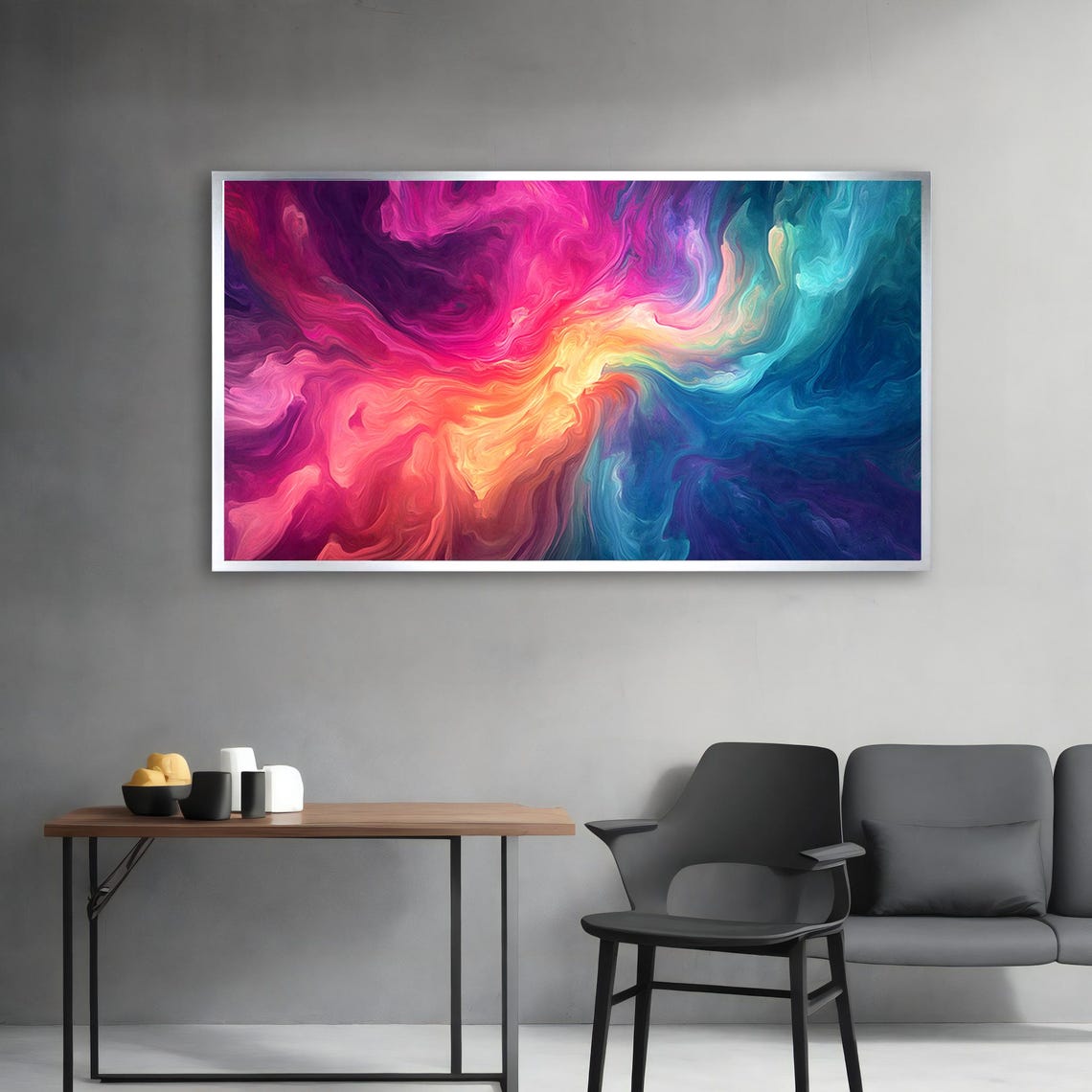 Colorful Fluid Swirl Abstract Flow Modern Vibrant Art Wall Poster - Image 3