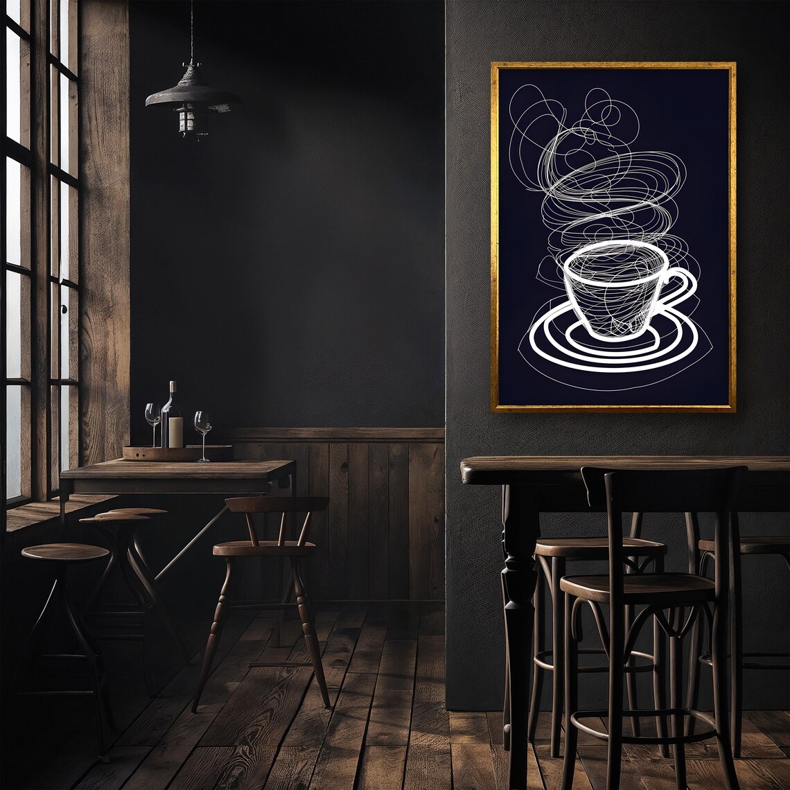 Minimalist Coffee Cup Line Art Black and White Modern Kitchen Wall Art - Image 4