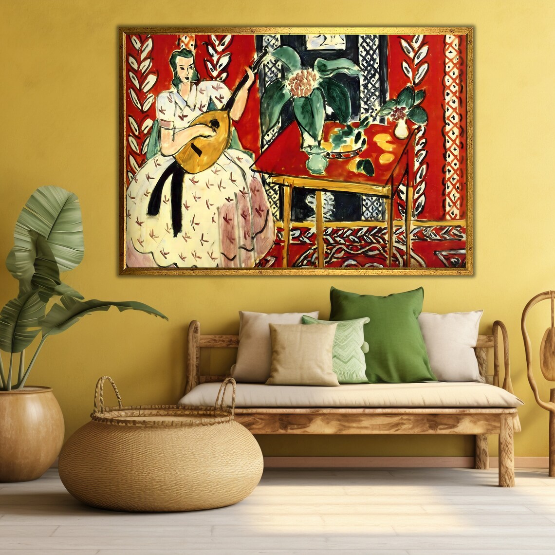 Henri Matisse Woman Playing Lute Red Interior Fauvist Music Art Poster - Image 4