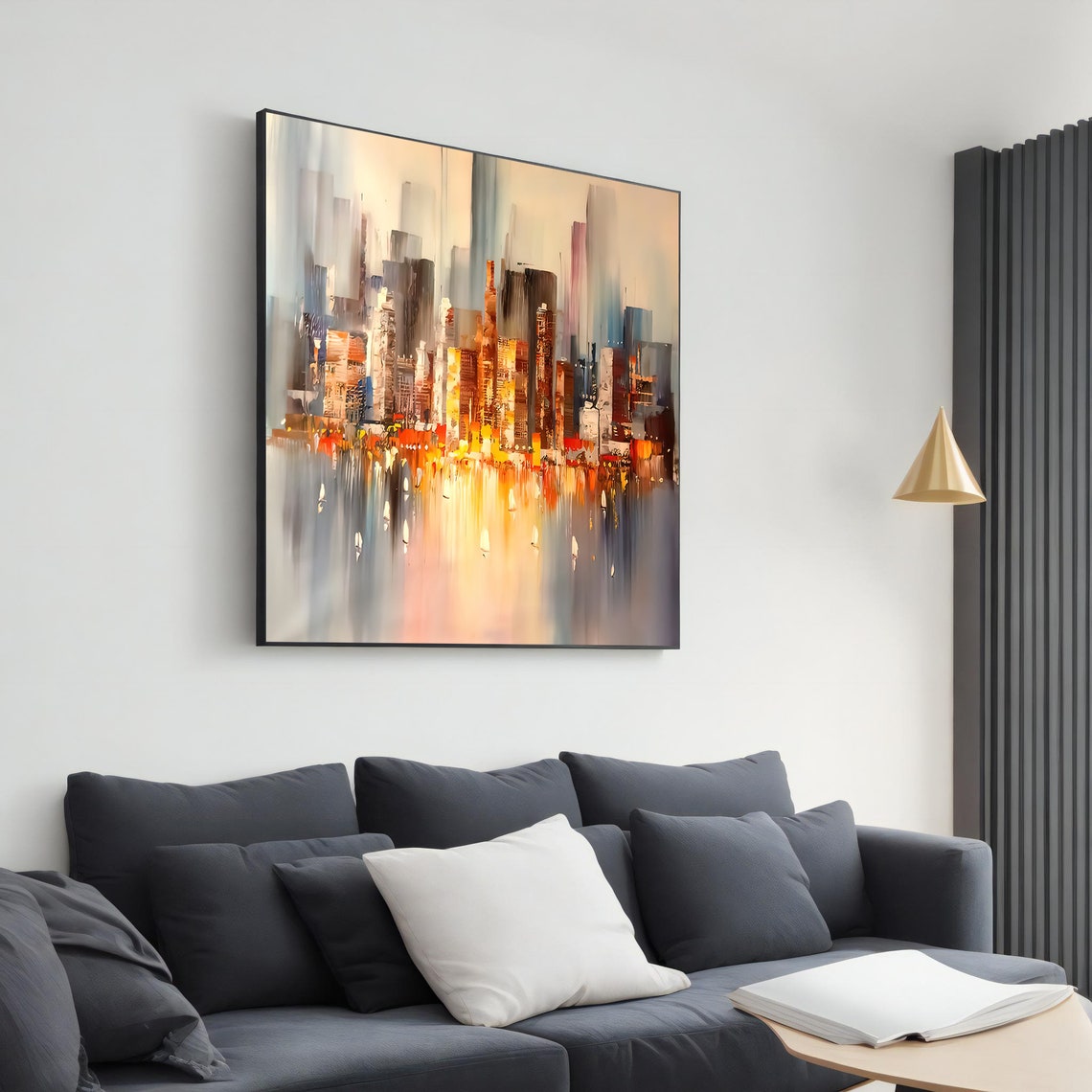 Abstract Cityscape Soft Neutral Tones Skyline Reflection Art Print