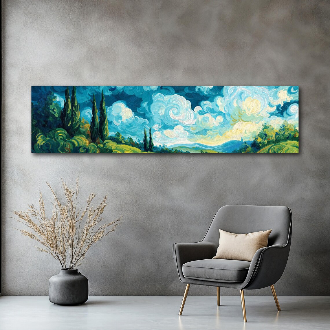Panoramic Abstract Landscape Art Modern Wall Decor For Living Room Landscape Modern Home Decor Unique Gift For Art Lovers - Image 2