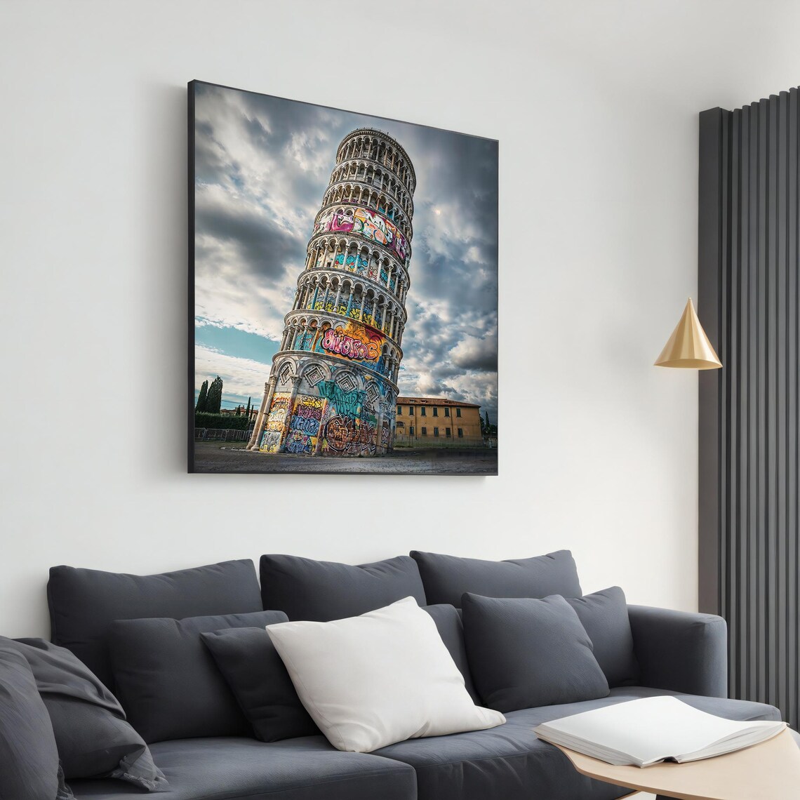 Leaning Tower of Pisa Covered in Colorful Graffiti Travel Poster