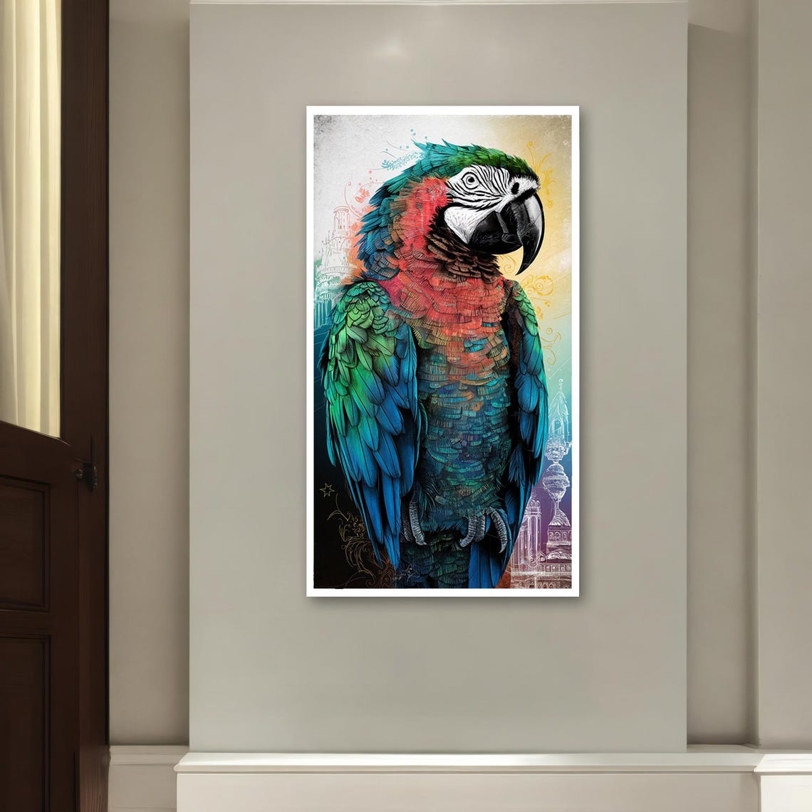 Vibrant Macaw Parrot Portrait Colorful Plumage Feathered Art Poster - Image 2