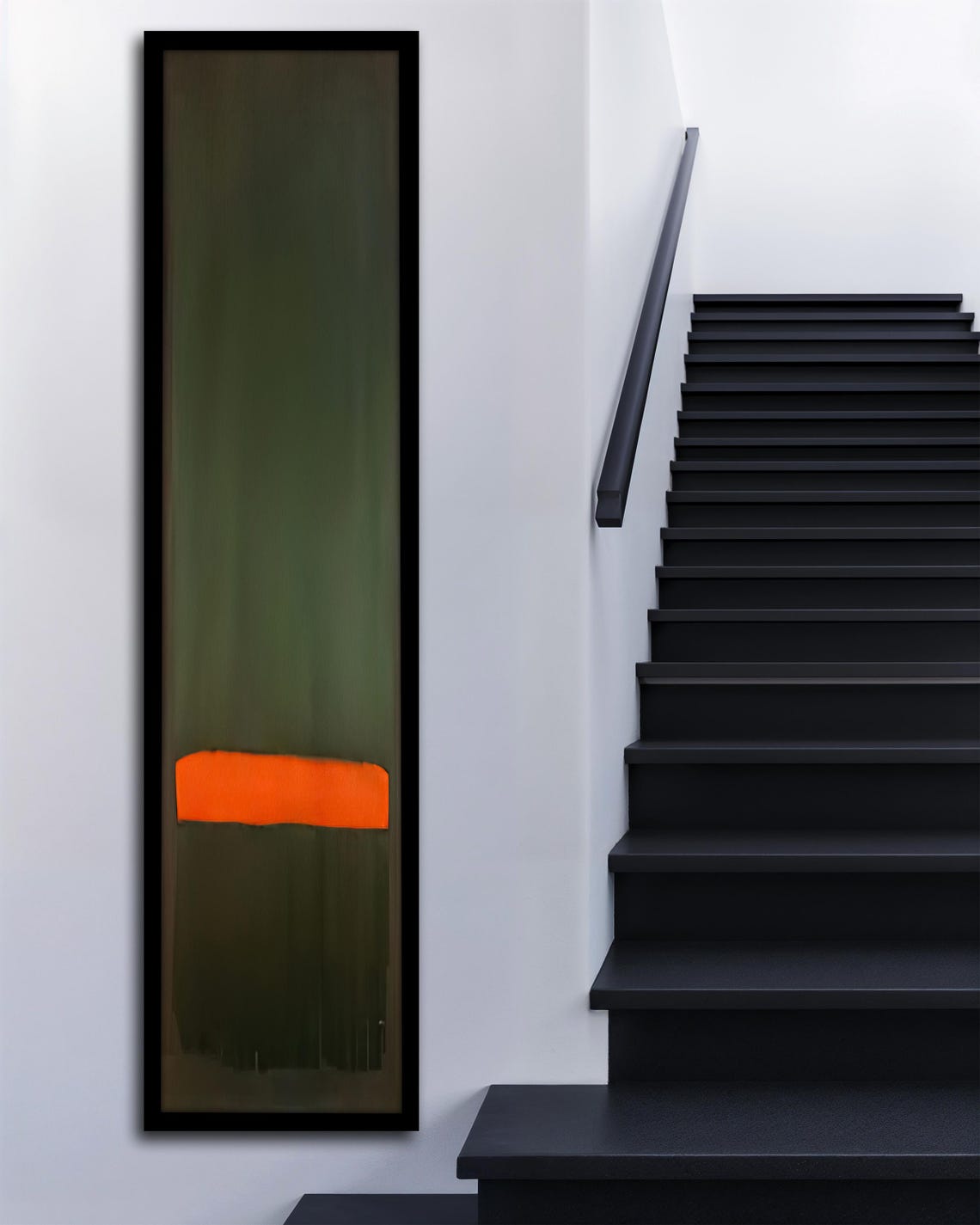 Rothko Style Olive Green Orange Minimalist Abstract Art Poster - Image 3