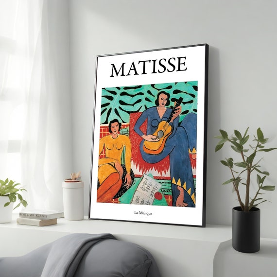 Modern Art Painting Henri Matisse Woman Playing Guitar Print Henri Matisse Wall Decor Framed Artwork Expressionism Art Gift