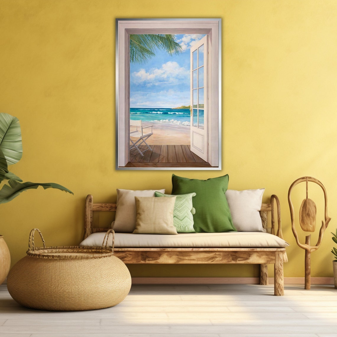 Open Door To Tropical Beach Window Illusion Ocean View Wall Art Poster - Image 3