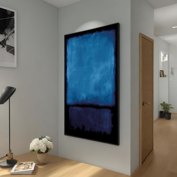 Mark Rothko Blue And Black Painting Modern Minimalist Wall Decor Large Painting Modern Home Decor Unique Gift