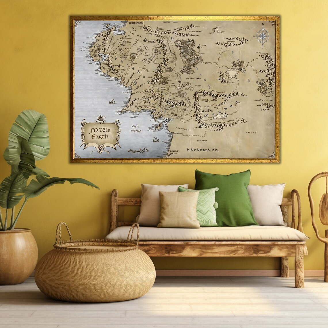 Middle Earth Fantasy Map Vintage Lord Of The Rings Antique Map Poster - Image 4