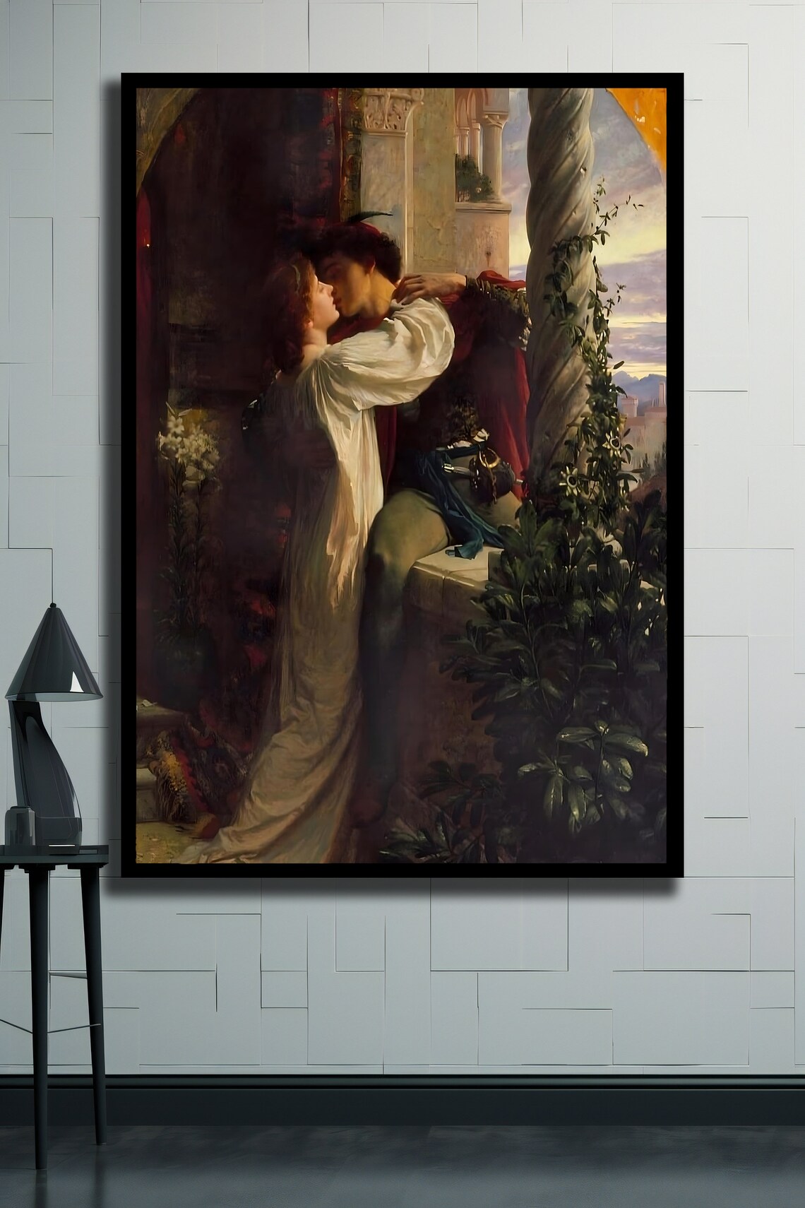 Romantic Couple Kissing Balcony Classical Painting Love Wall Poster - Image 2