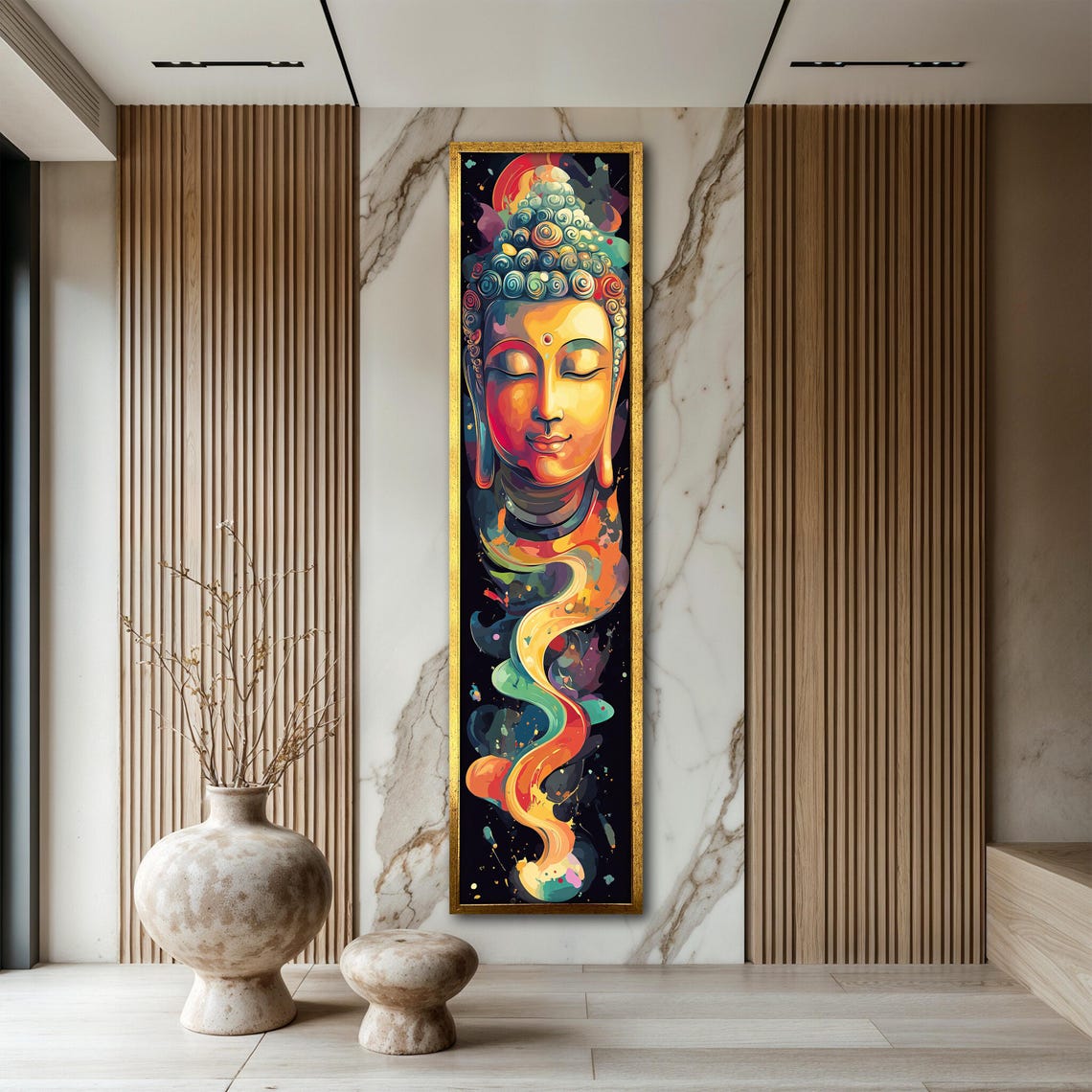 Colorful Abstract Buddha Face Vibrant Zen Meditation Vertical Poster