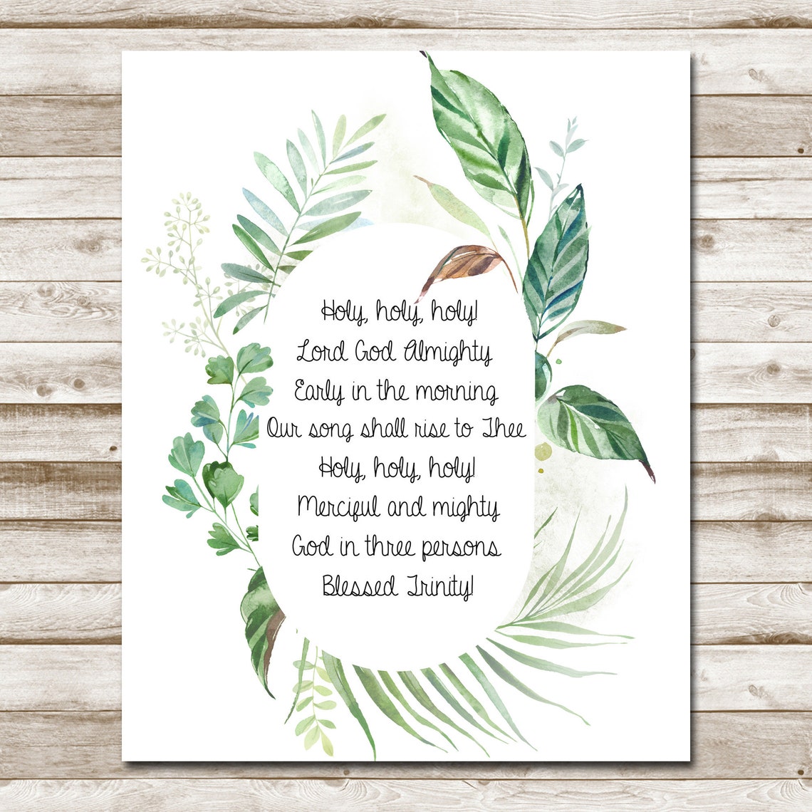 Holy Holy Holy Hymn Botanical Greenery Christian Scripture Wall Poster - Image 4