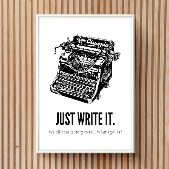 Just Write It Olympia Typewriter Motivational Quote Wall Art