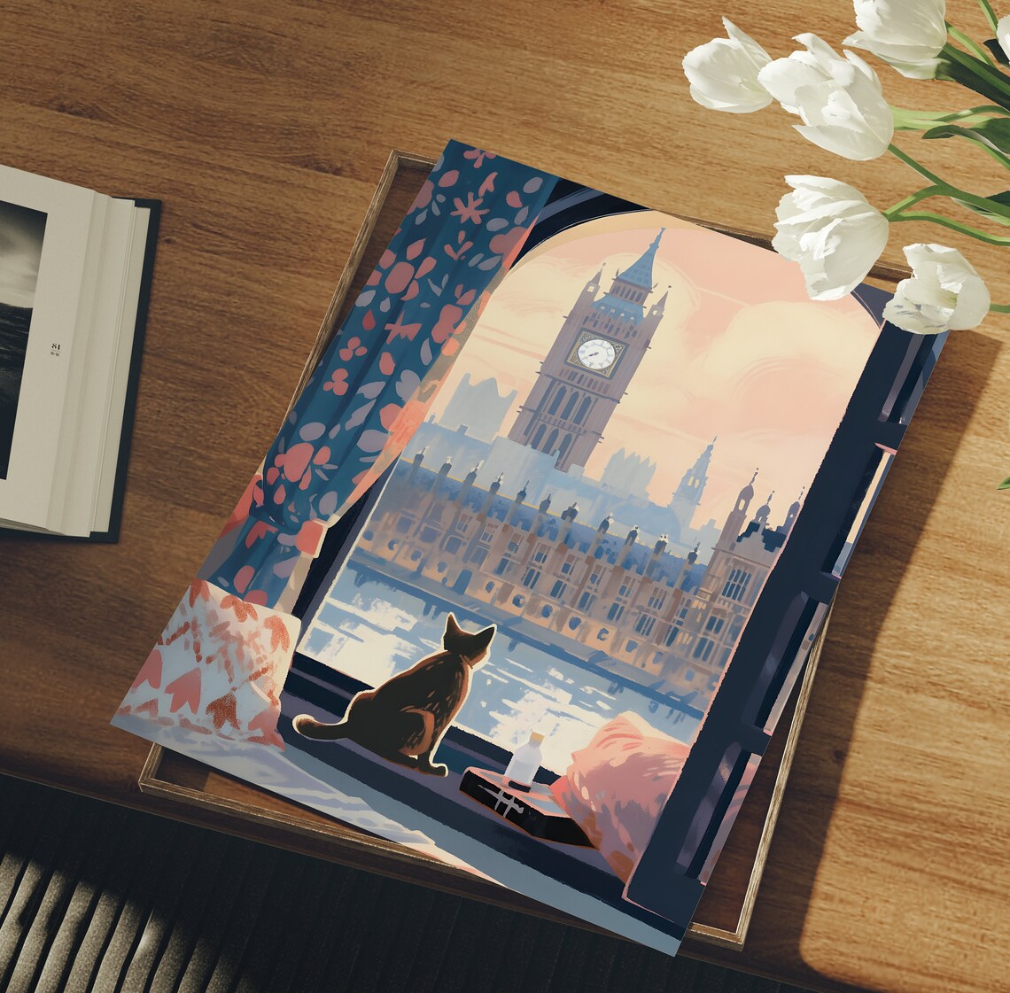 Big Ben Cat Art Print, Cozy London Wall Decor - Image 3