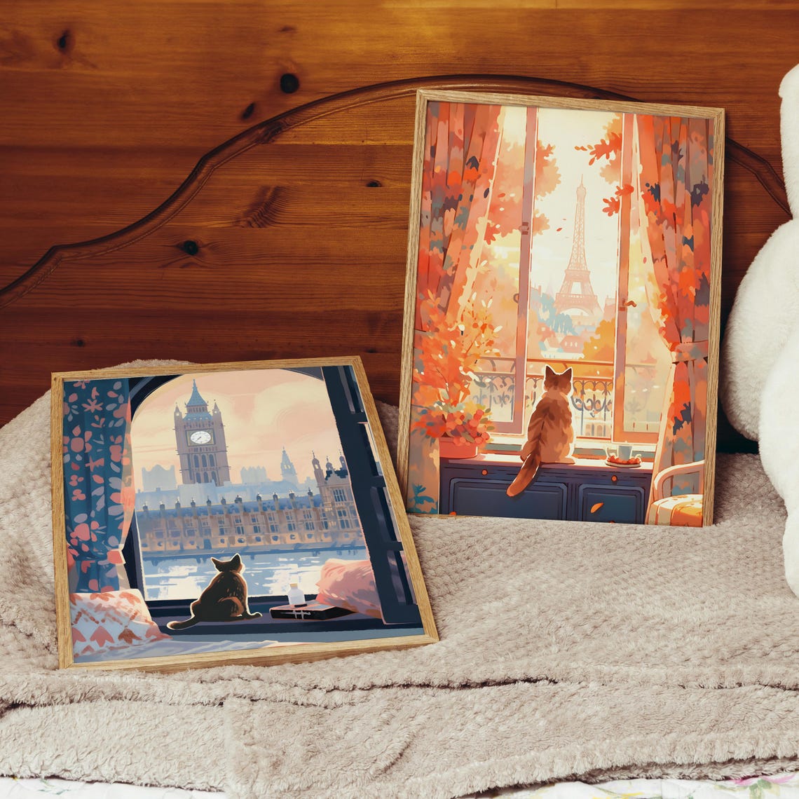 Tabby Cat Gazing at the Eiffel Tower from a Paris Window Poster - Image 3