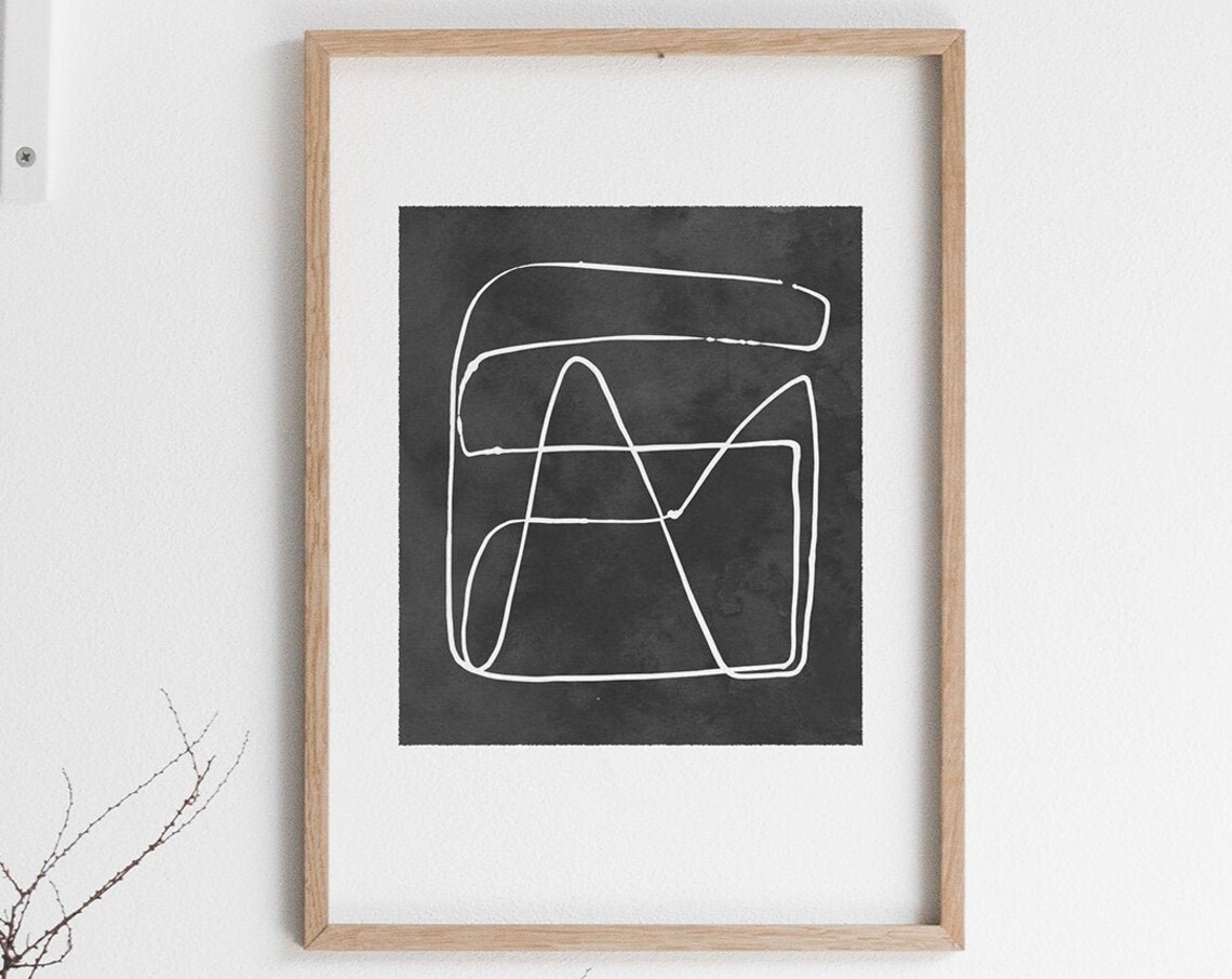 Contemporary Abstract Mountains Line Art, Art Print - Image 2