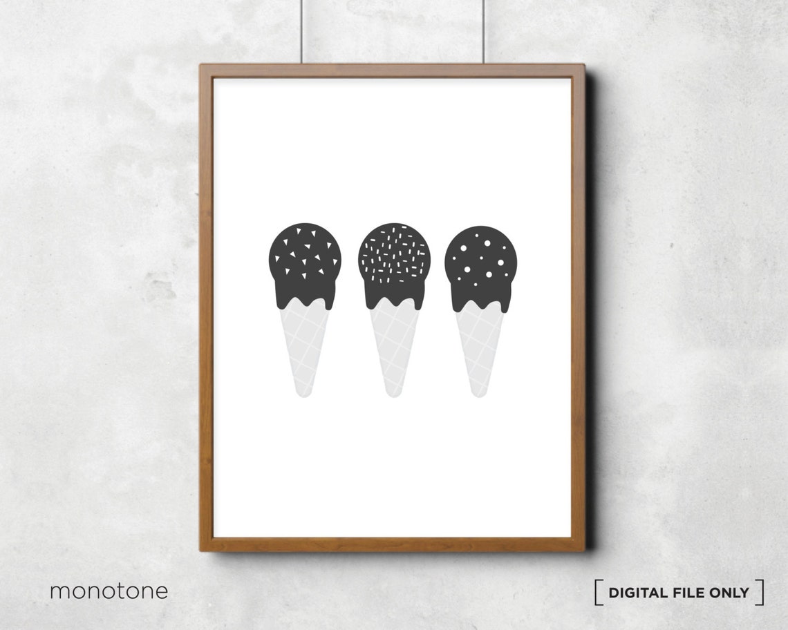 Pastel Ice Cream Cone Trio Sweet Kids Nursery Wall Art Decor - Image 4