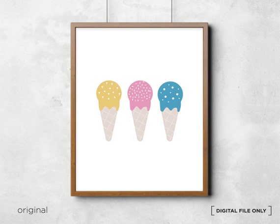 Ice Cream Print Gelato Print Ice Cream Poster Nursery Decor Kids Ice Cream Wall Art Template Corjl