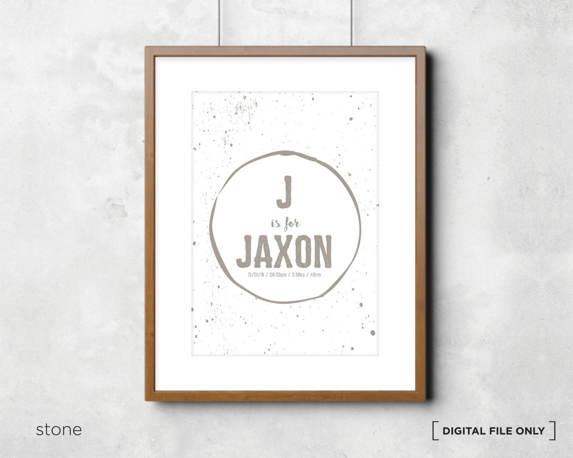 Monochrome Alphabet Birth Stats Personalized Baby Announcement Print - Image 2