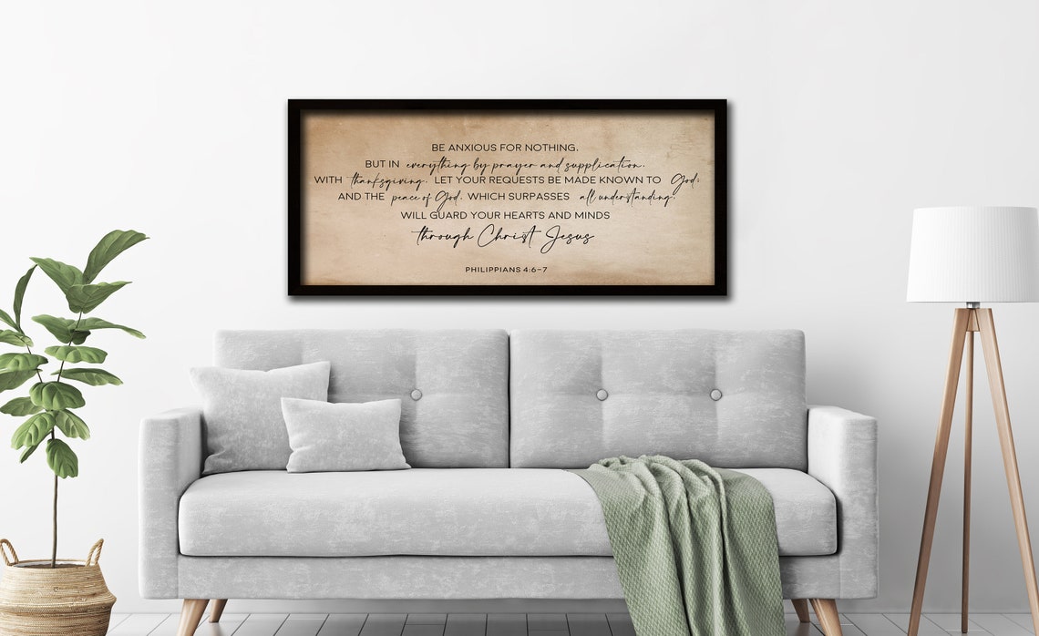 Be Anxious For Nothing Philippians 4:6-7 Scripture Farmhouse Poster - Image 2