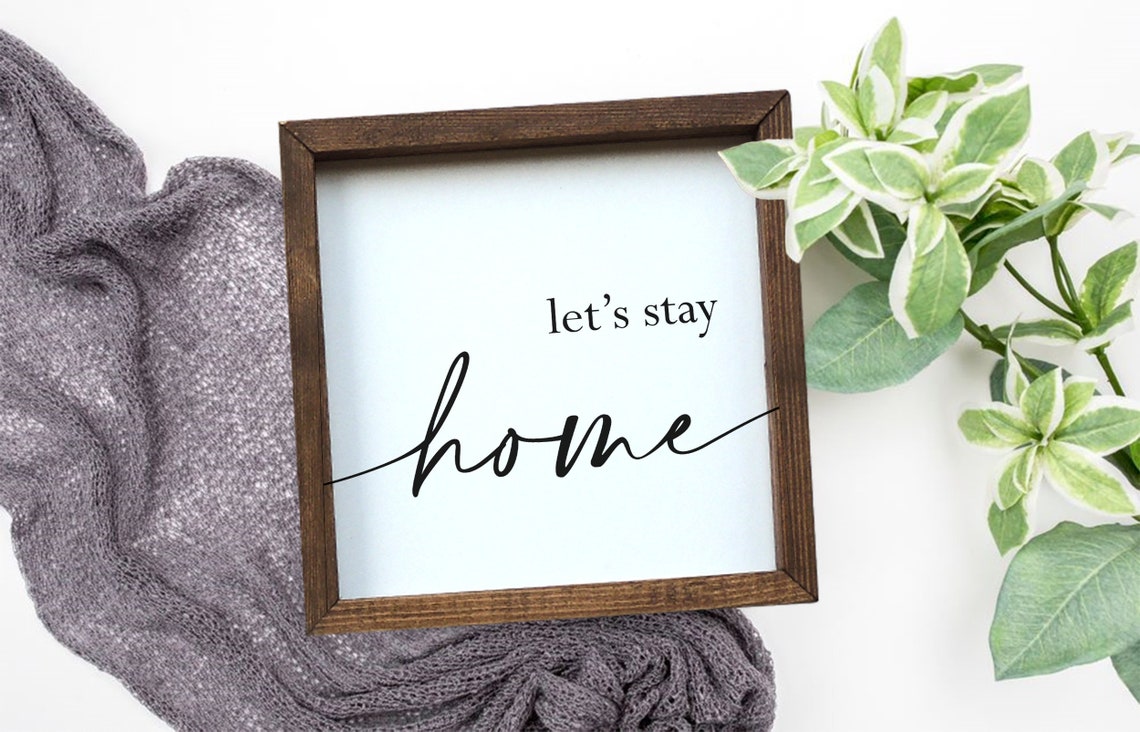 Lets Stay Home Wood Sign Lets Stay Home Sign Living Room Wall Decor Farmhouse Living Room Farmhouse Wall Decor Sign Above Couch - Image 2