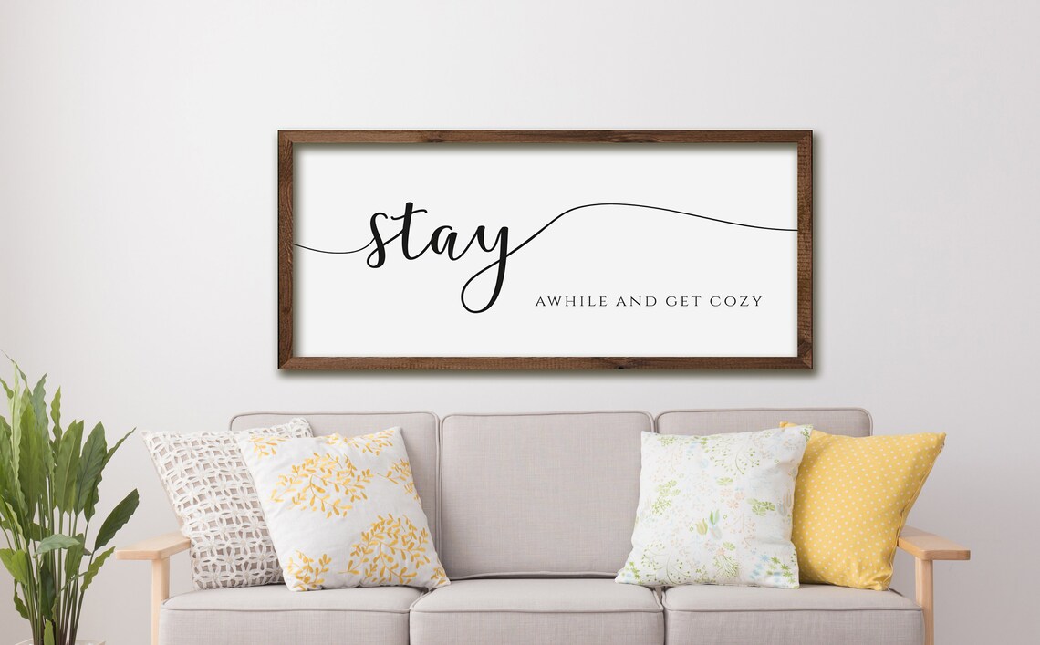 Stay Awhile Guest Room Farmhouse Wall Art Print - Image 3