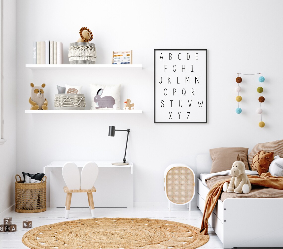 ABC Alphabet Letters Minimal White Frame Kids Room Art Poster - Image 2