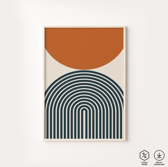 Retro Arch Sun Earth Tones Poster Boho Minimalist Wall Art Abstract Art Modern Art Print