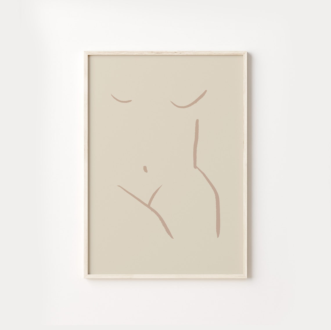 Terracotta Nude Torso Single Line Sketch Beige Minimalist Poster - Image 3