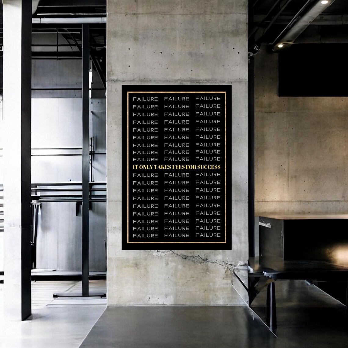 It Only Takes 1 Yes For Success Failure Grid Gold Black Poster - Image 4