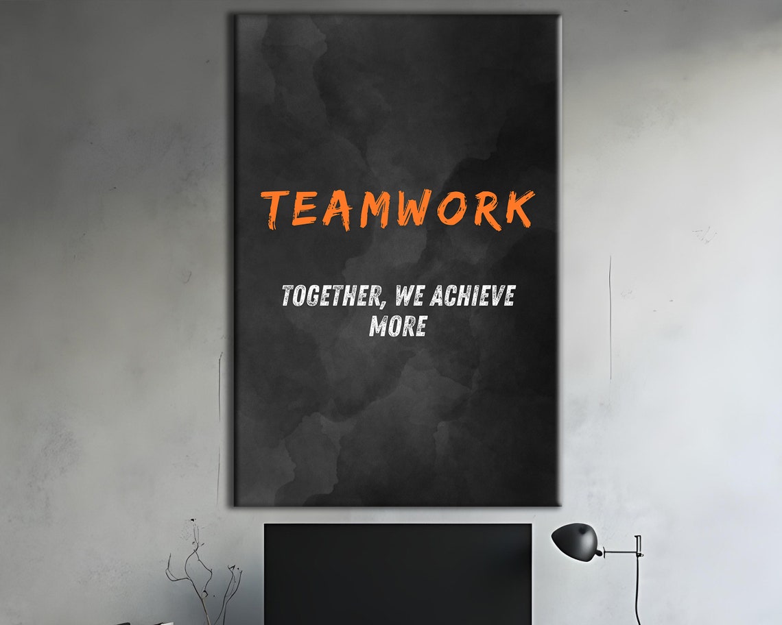 Teamwork Orange Brushstroke Dictionary Definition Motivational Poster