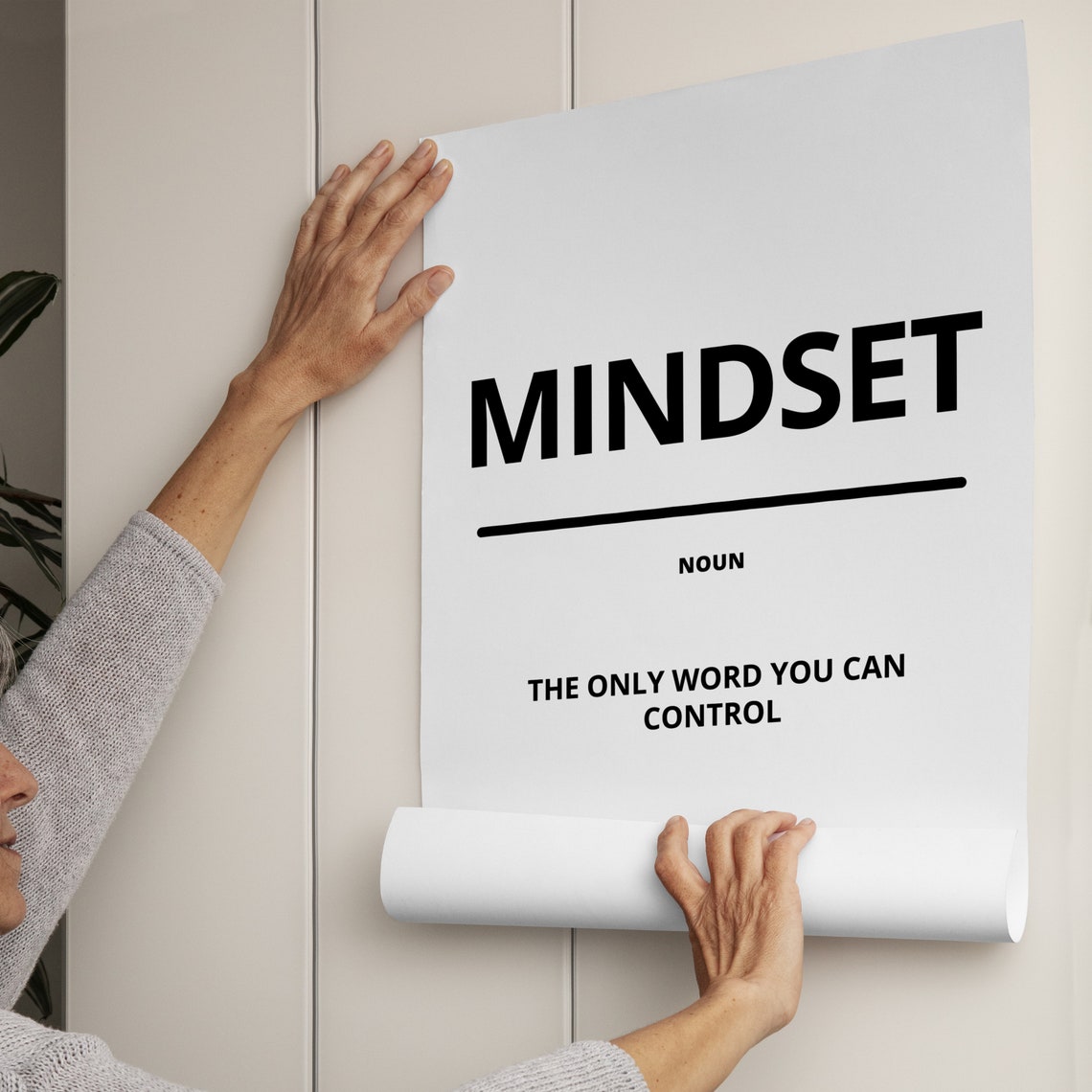Mindset Minimalist White Dictionary Definition Motivational Poster - Image 2