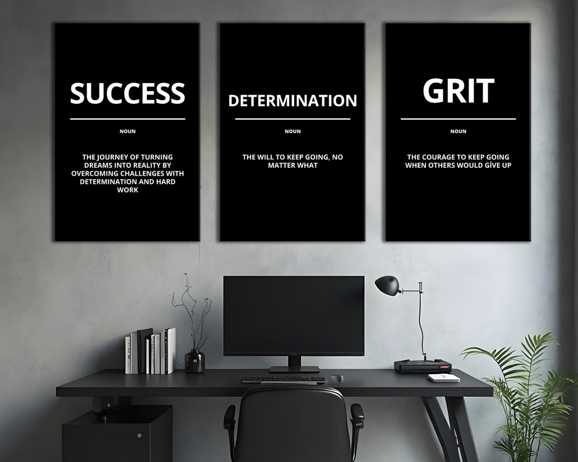 Success Definition Noun Hard Work Black Minimalist Office Poster - Image 4