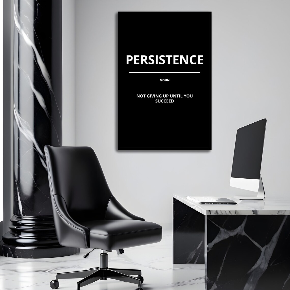 Persistence Noun Definition Minimalist Black Motivational Quote Poster - Image 3