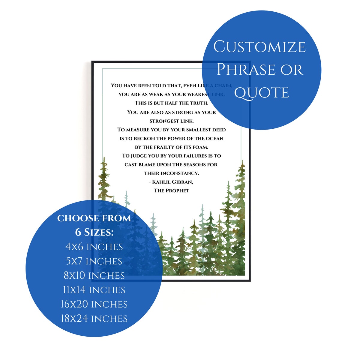 Custom Phrase Design With Splendid Green Pine Tree Borders Instant - Image 3