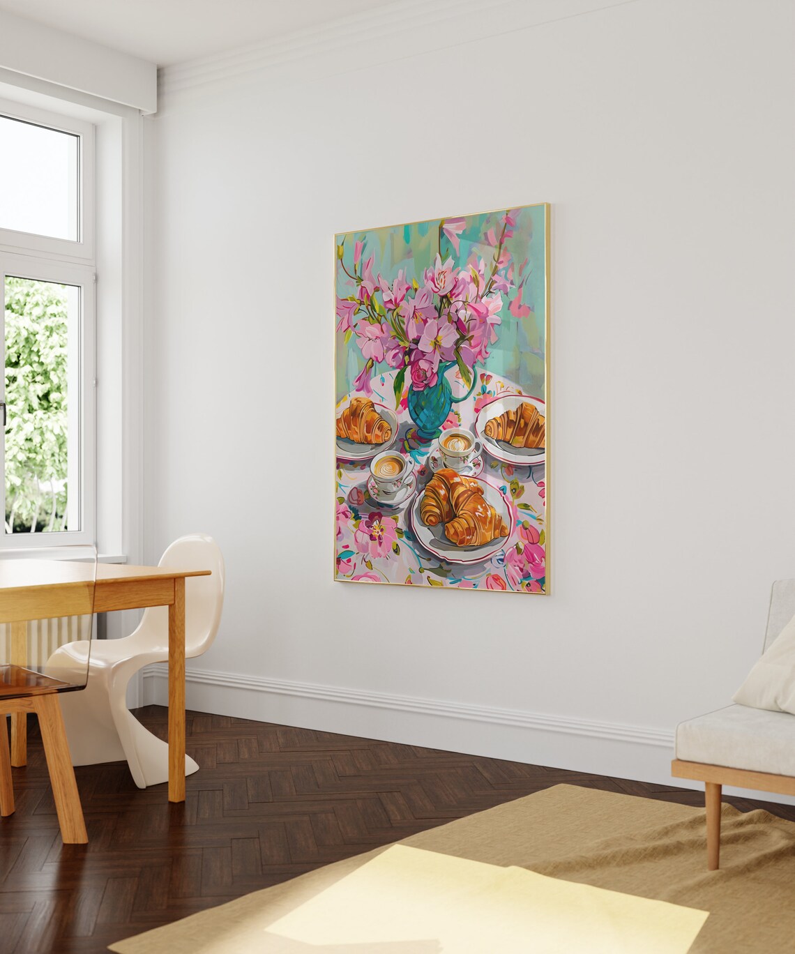 Croissant And Coffee Colorful Breakfast Patisserie Table Poster - Image 4